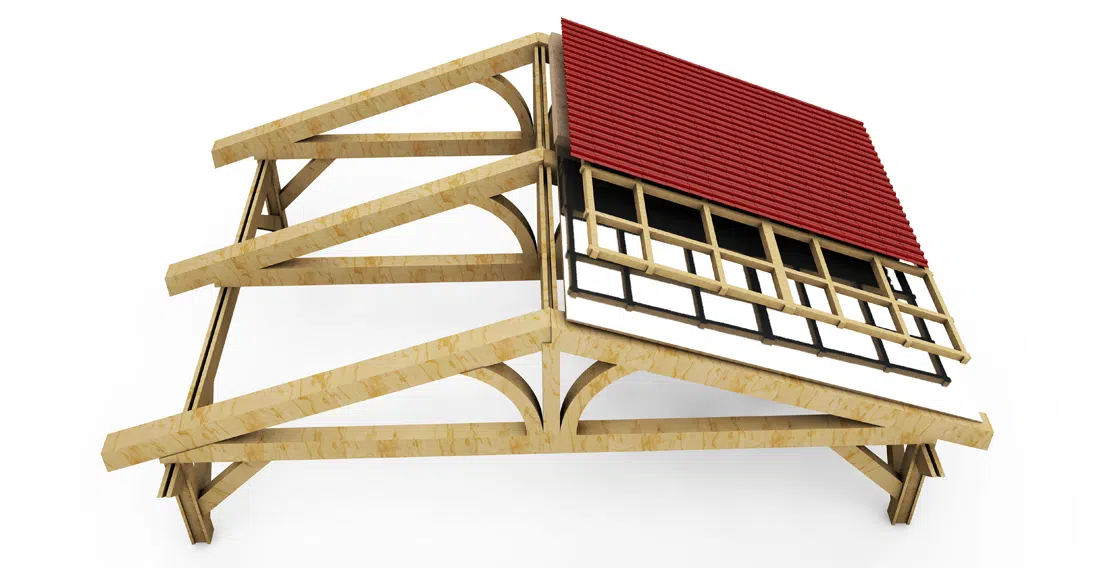 3D visualization of shed roof framing process