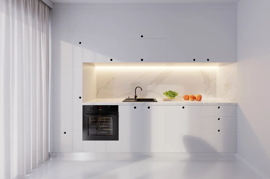 modern kitchen cabinetry with smart lighting